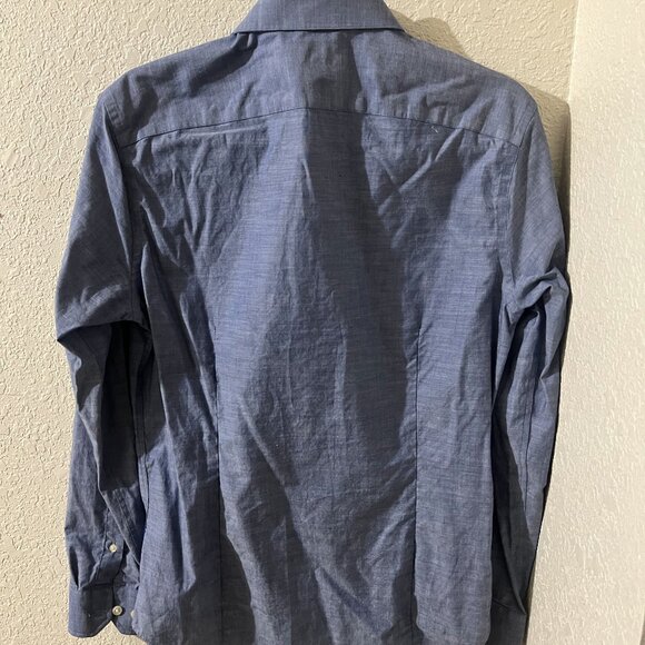 Banana Republic Light Blue Non-Iron Tailored Slim Fit Dress Shirt Small EUC S 14 - Picture 4 of 5